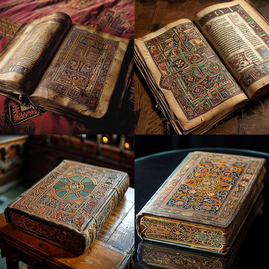 Lindisfarne Gospels style, Midjourney V6, render 1 of 4