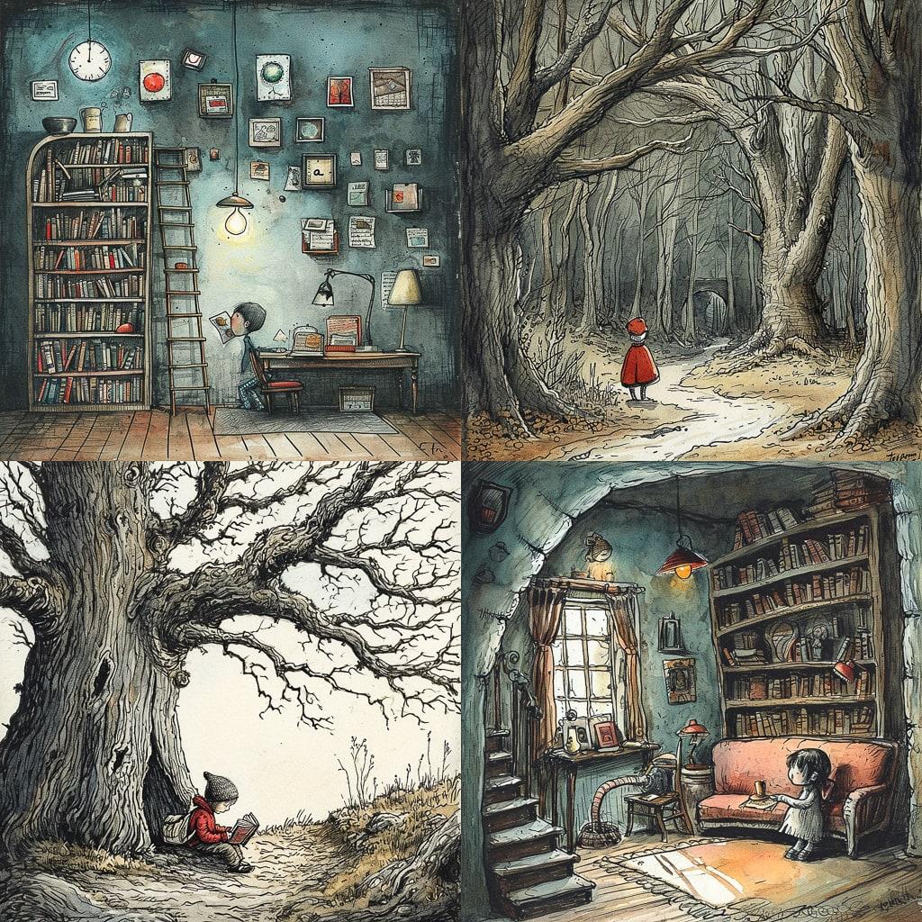 Liniers style, Midjourney V6, render 1 of 4