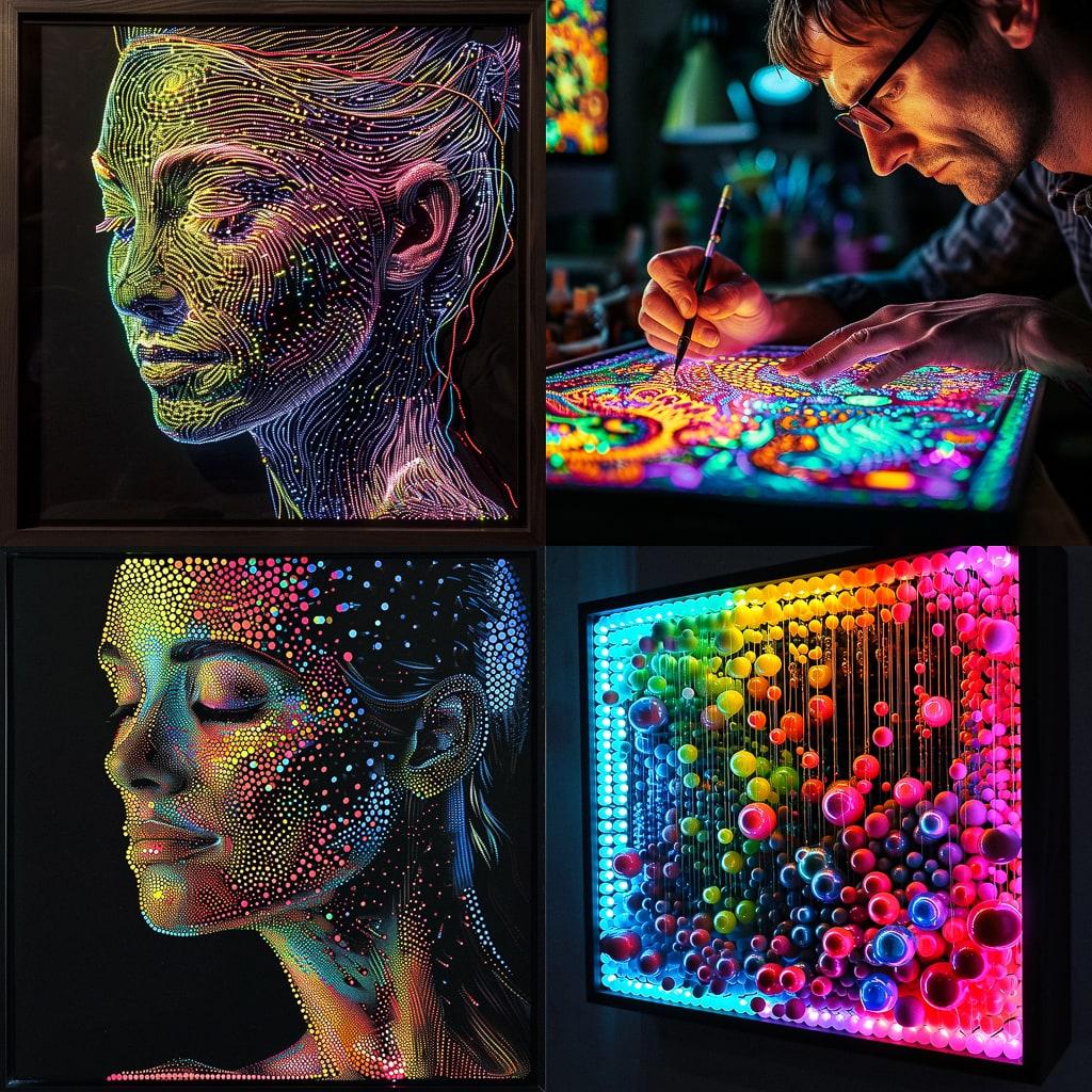 Lite Brite art style, Midjourney V6, render 1 of 4