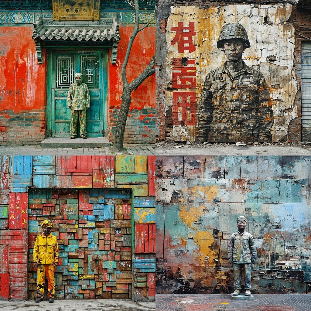 Liu Bolin style, Midjourney V6, render 1 of 4