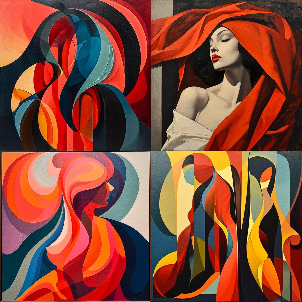 Lorser Feitelson style, Midjourney V6, render 1 of 4