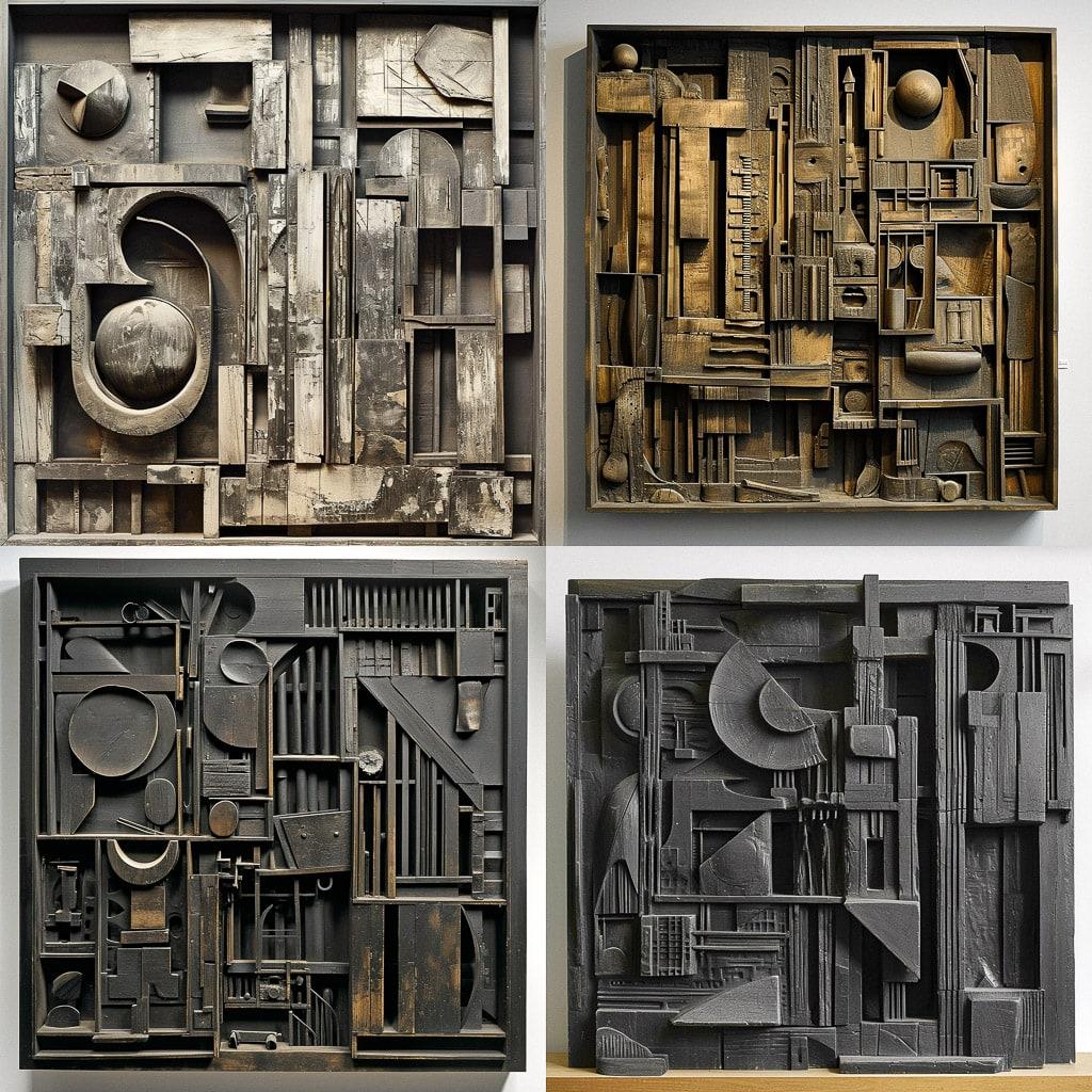 Louise Nevelson style, Midjourney V6, render 1 of 4