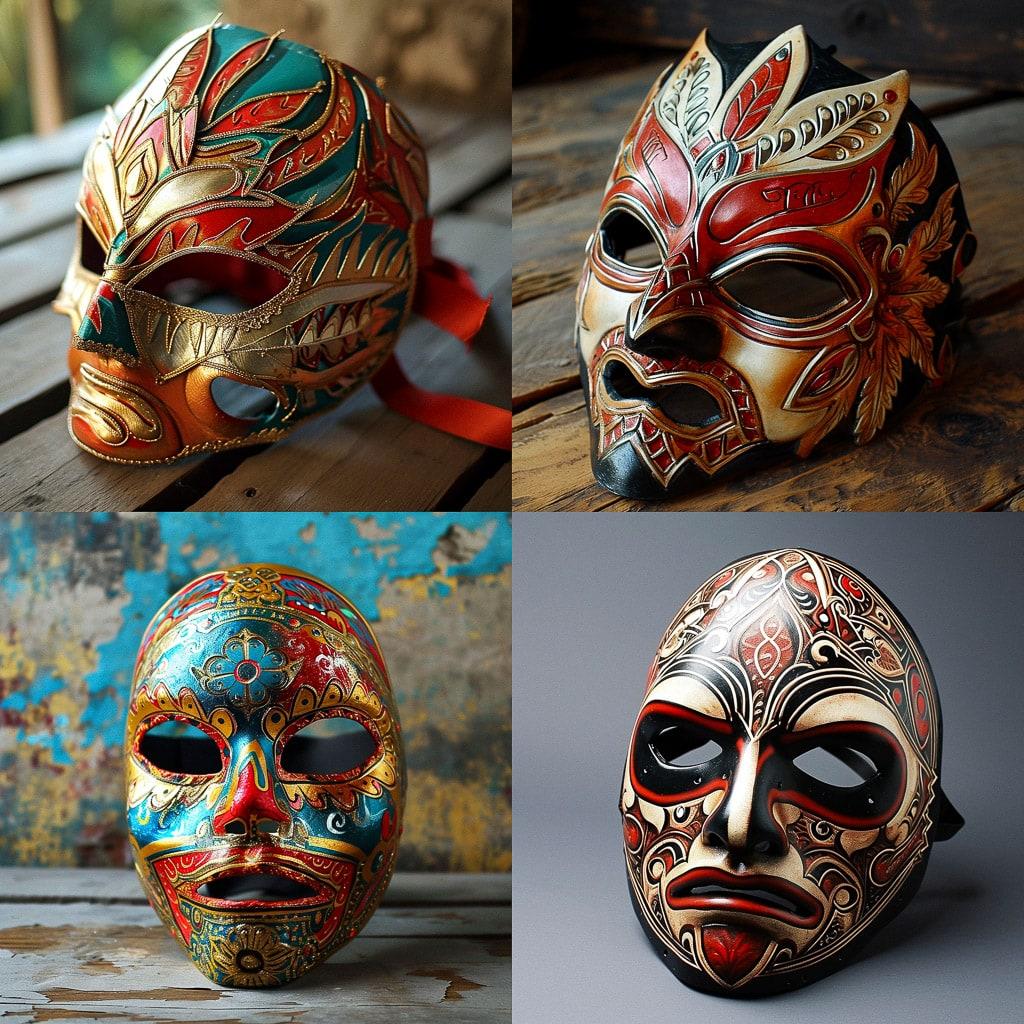 Lucha Libre mask style, Midjourney V6, render 1 of 4