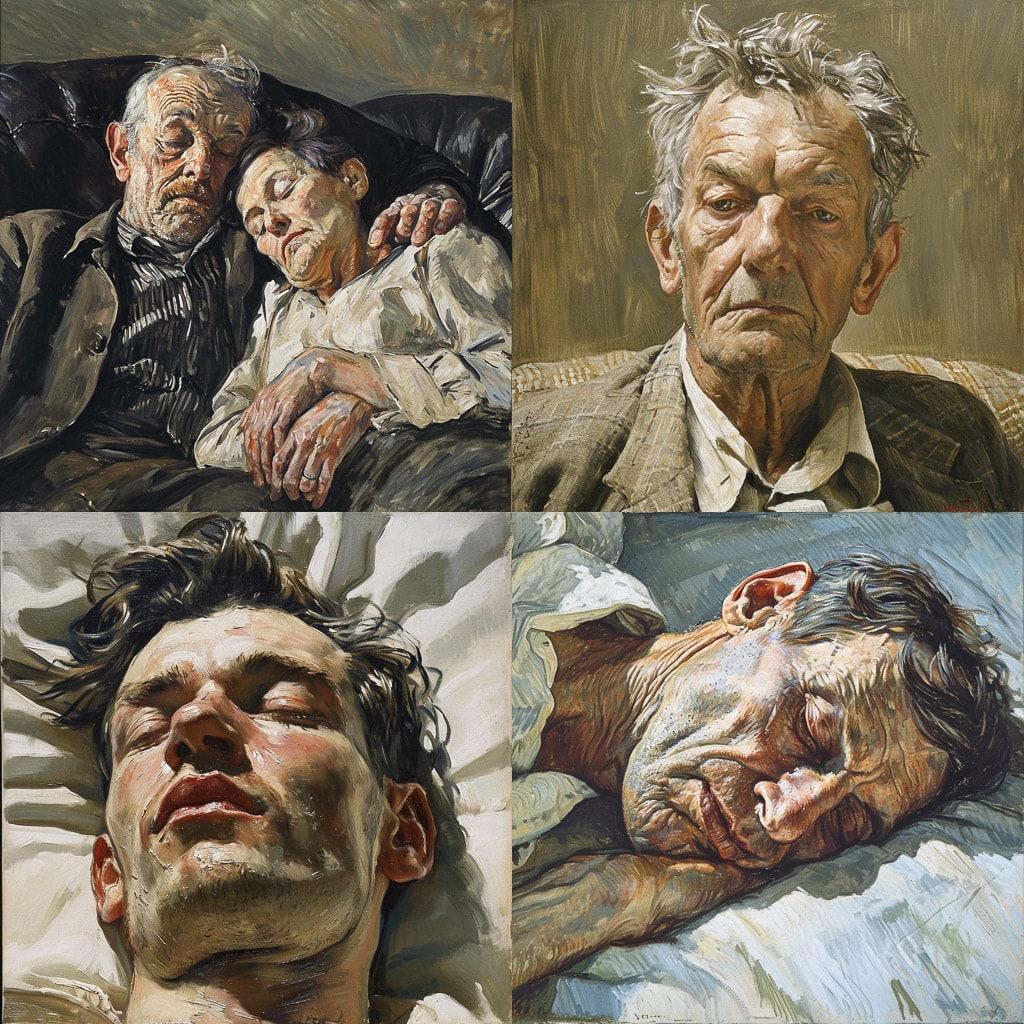 Lucian Freud style, Midjourney V6, render 1 of 4