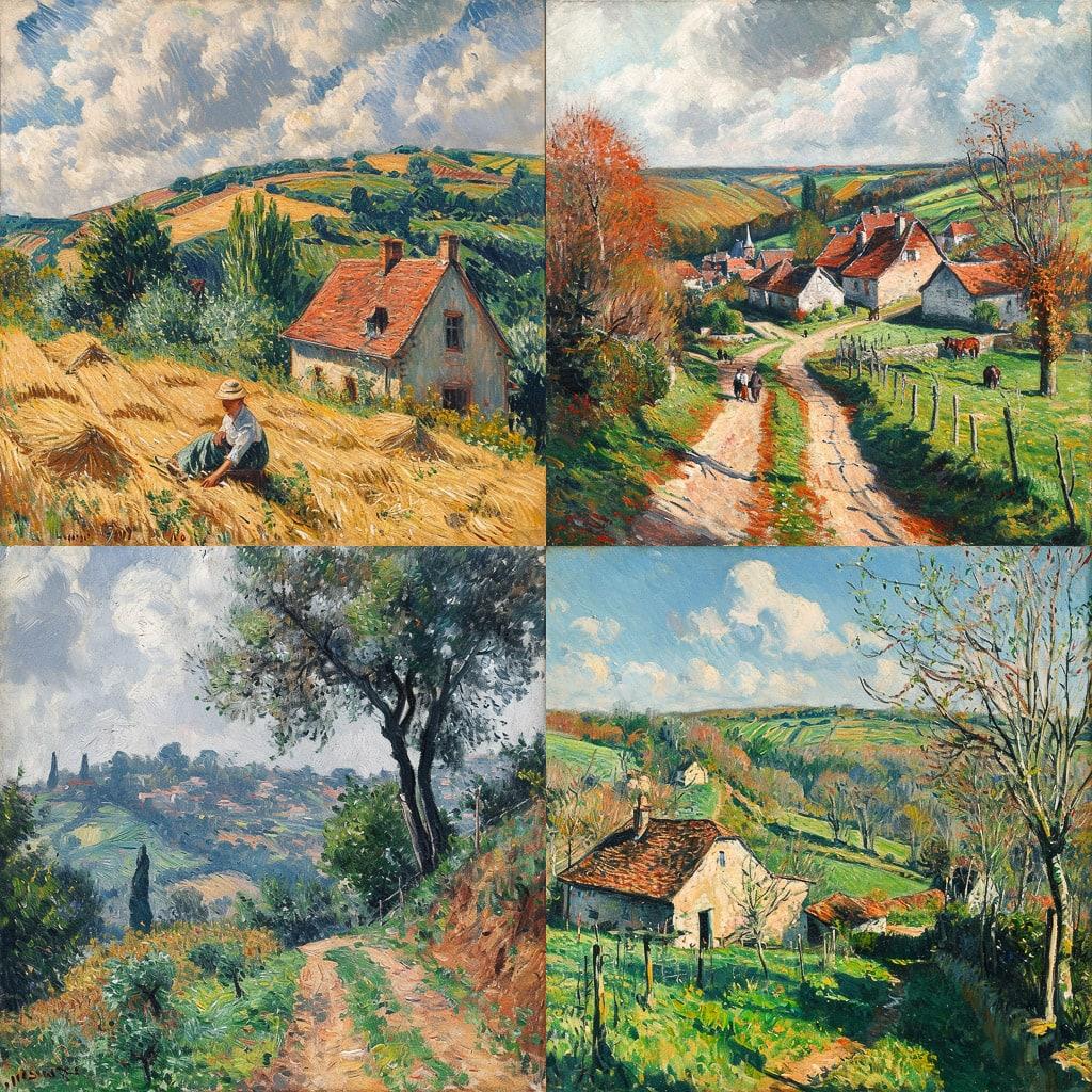 Lucien Pissarro style, Midjourney V6, render 1 of 4
