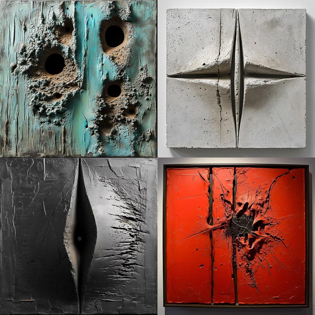 Lucio Fontana style, Midjourney V6, render 1 of 4