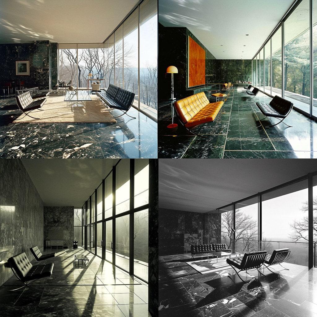 Ludwig Mies van der Rohe style, Midjourney V6, render 1 of 4