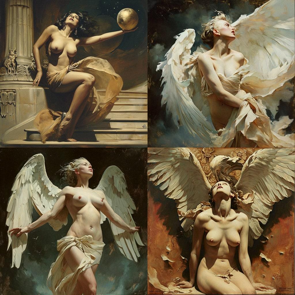 Luis Ricardo Falero style, Midjourney V6, render 1 of 4