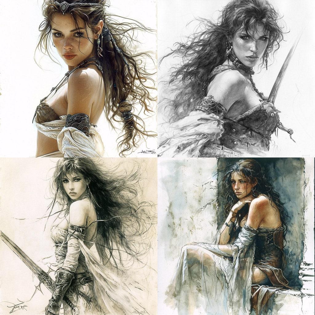 Luis Royo style, Midjourney V6, render 1 of 4