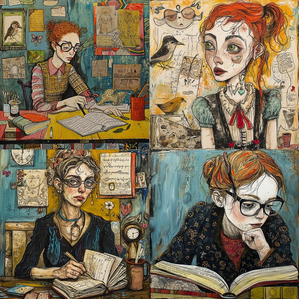 Lynda Barry style, Midjourney V6, render 1 of 4