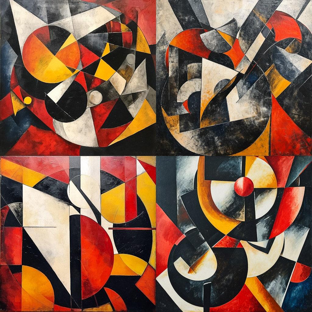 Lyubov Popova style, Midjourney V6, render 1 of 4
