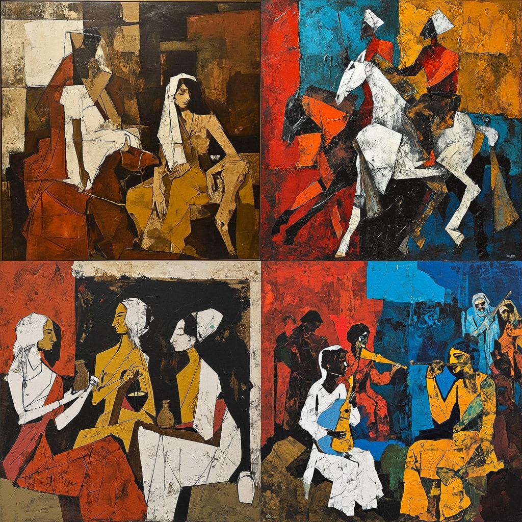 M. F. Husain style, Midjourney V6, render 1 of 4