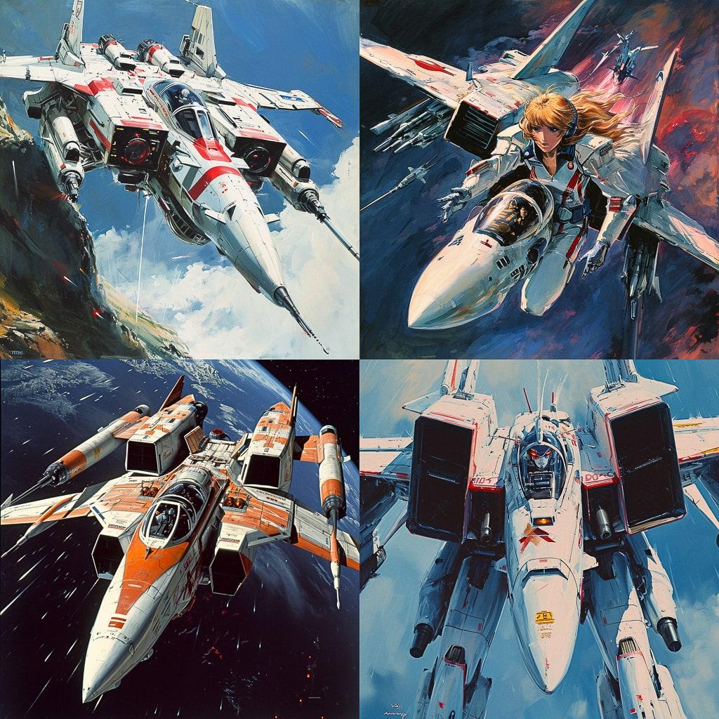 Macross style, Midjourney V6, render 1 of 4