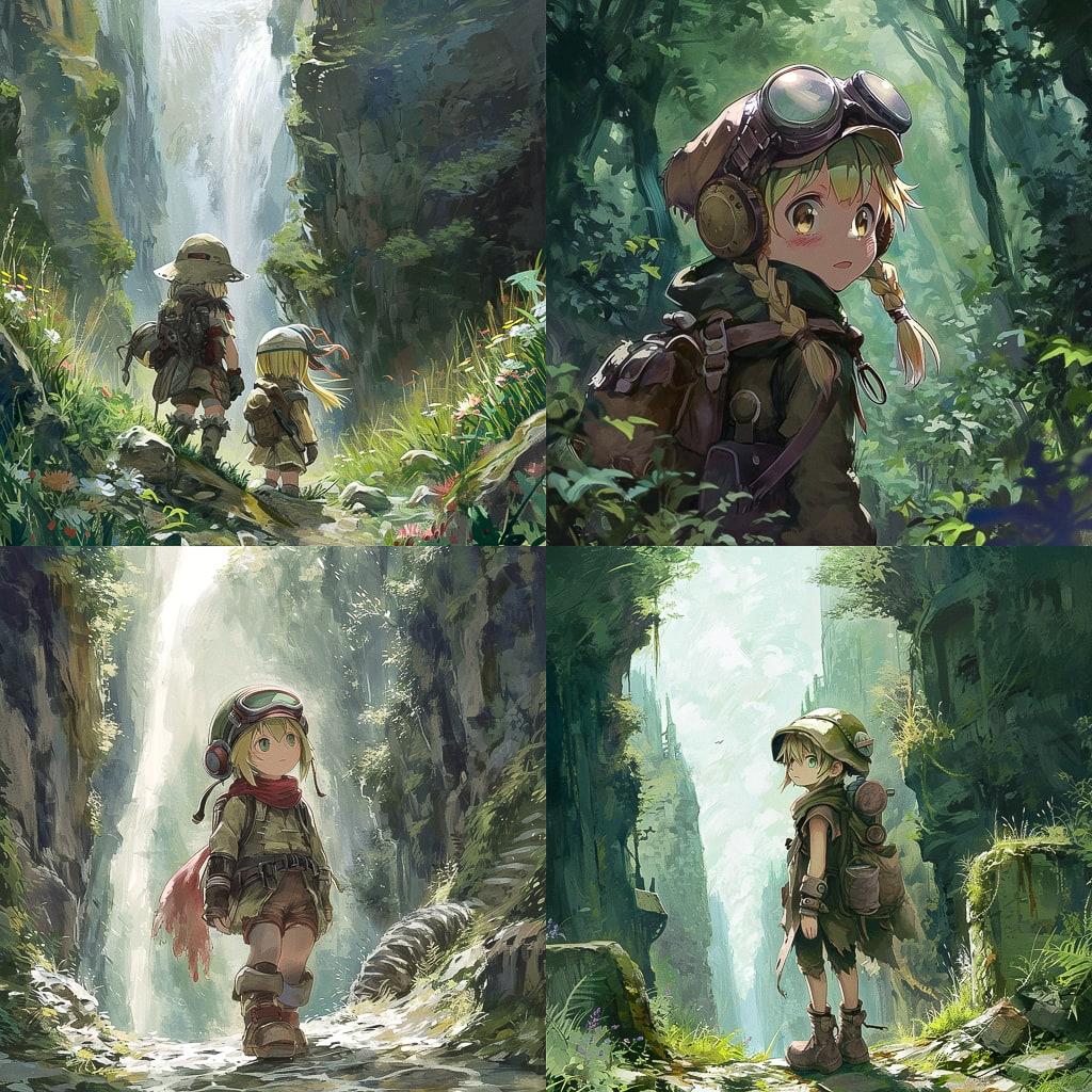 Made in Abyss style, Midjourney V6, render 1 of 4