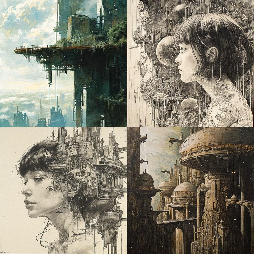 Mamoru Oshii style, Midjourney V6, render 1 of 4
