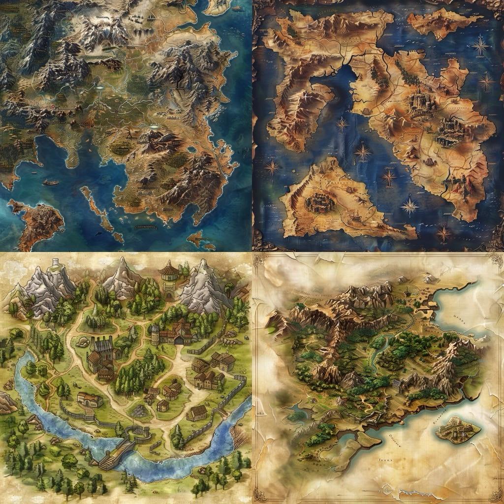 Map style, Midjourney V6, render 1 of 4