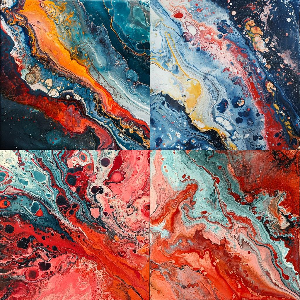 Marbling style, Midjourney V6, render 1 of 4