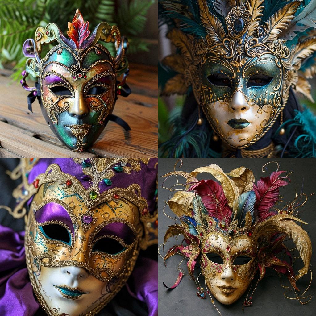 Mardi gras mask style, Midjourney V6, render 1 of 4