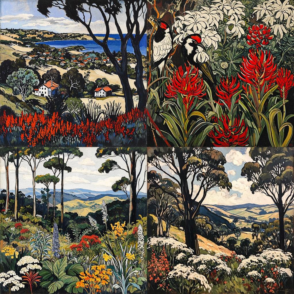 Margaret Preston style, Midjourney V6, render 1 of 4