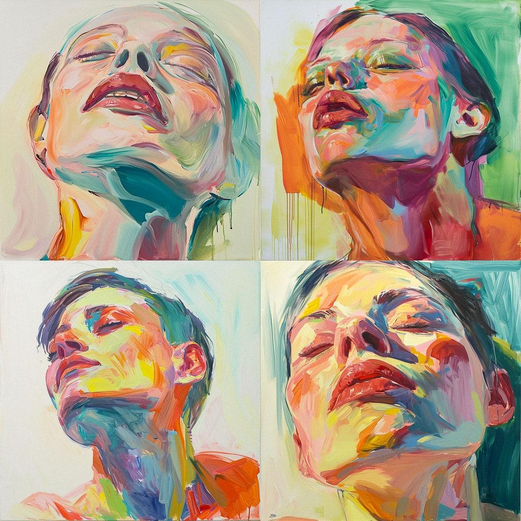 Maria Lassnig style, Midjourney V6, render 1 of 4