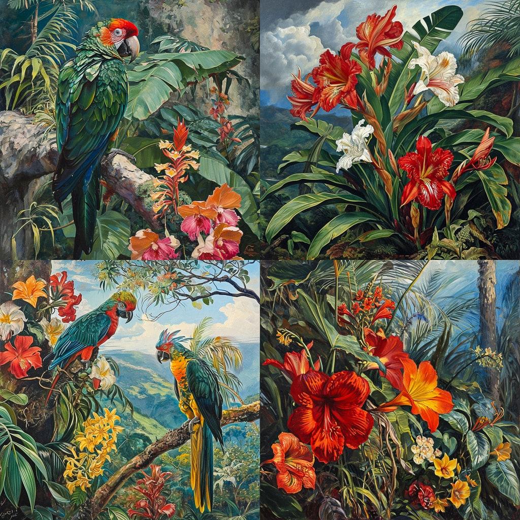 Marianne North style, Midjourney V6, render 1 of 4