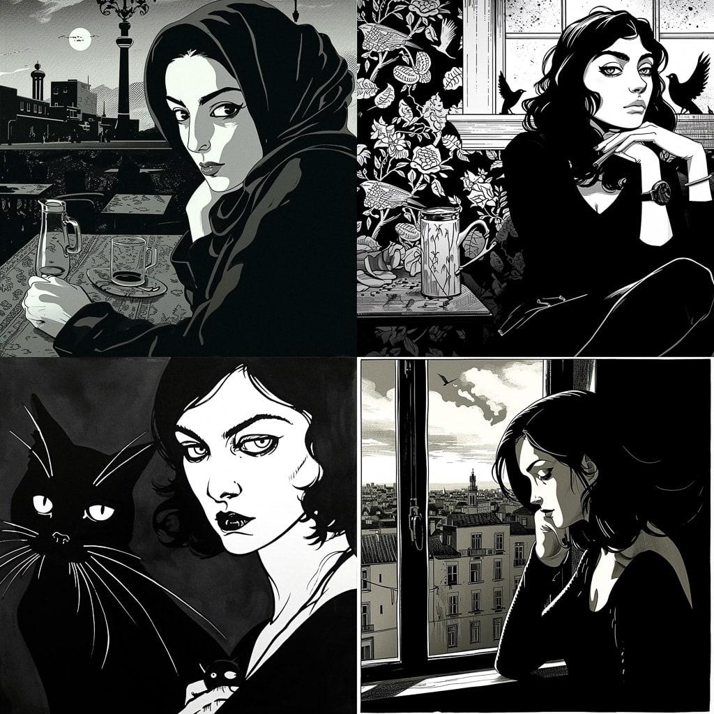 Marjane Satrapi style, Midjourney V6, render 1 of 4