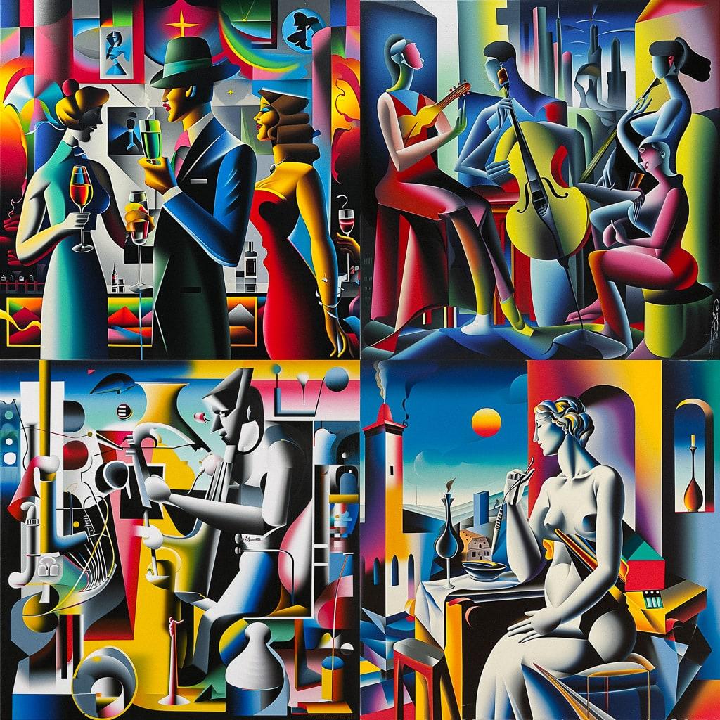 Mark Kostabi style, Midjourney V6, render 1 of 4
