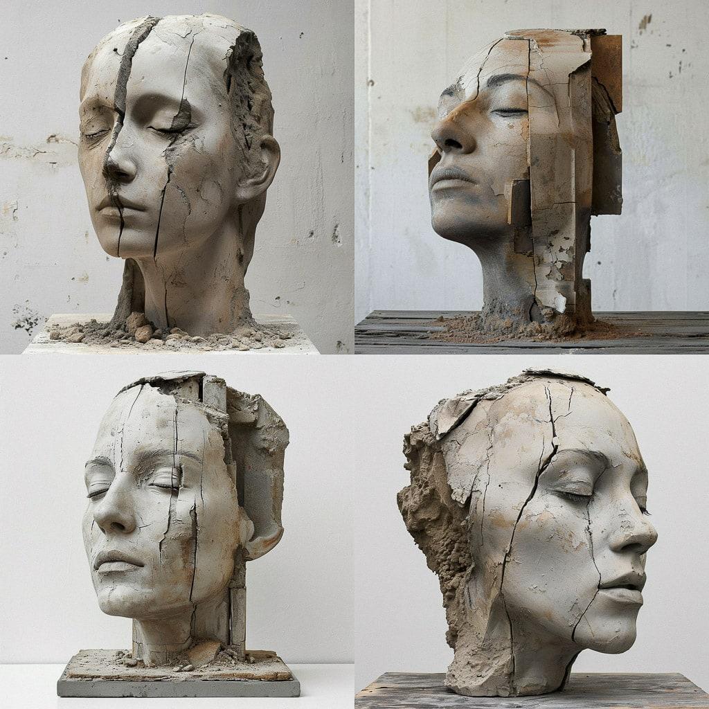 Mark Manders style, Midjourney V6, render 1 of 4