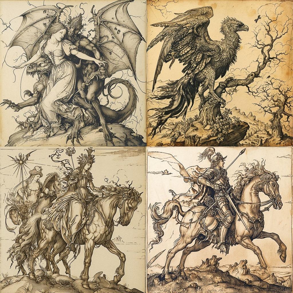 Martin Schongauer style, Midjourney V6, render 1 of 4