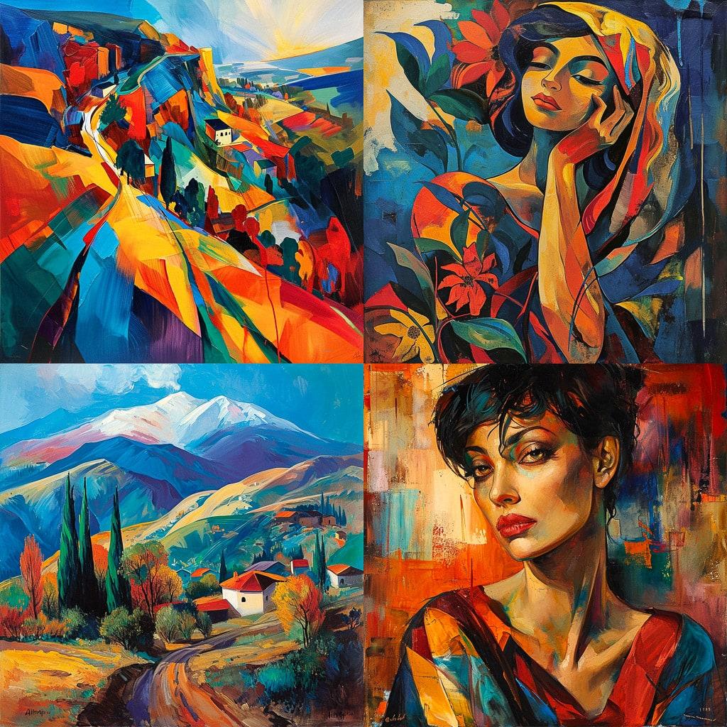 Martiros Saryan style, Midjourney V6, render 1 of 4