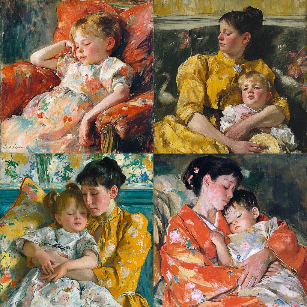 Mary Cassatt style, Midjourney V6, render 1 of 4