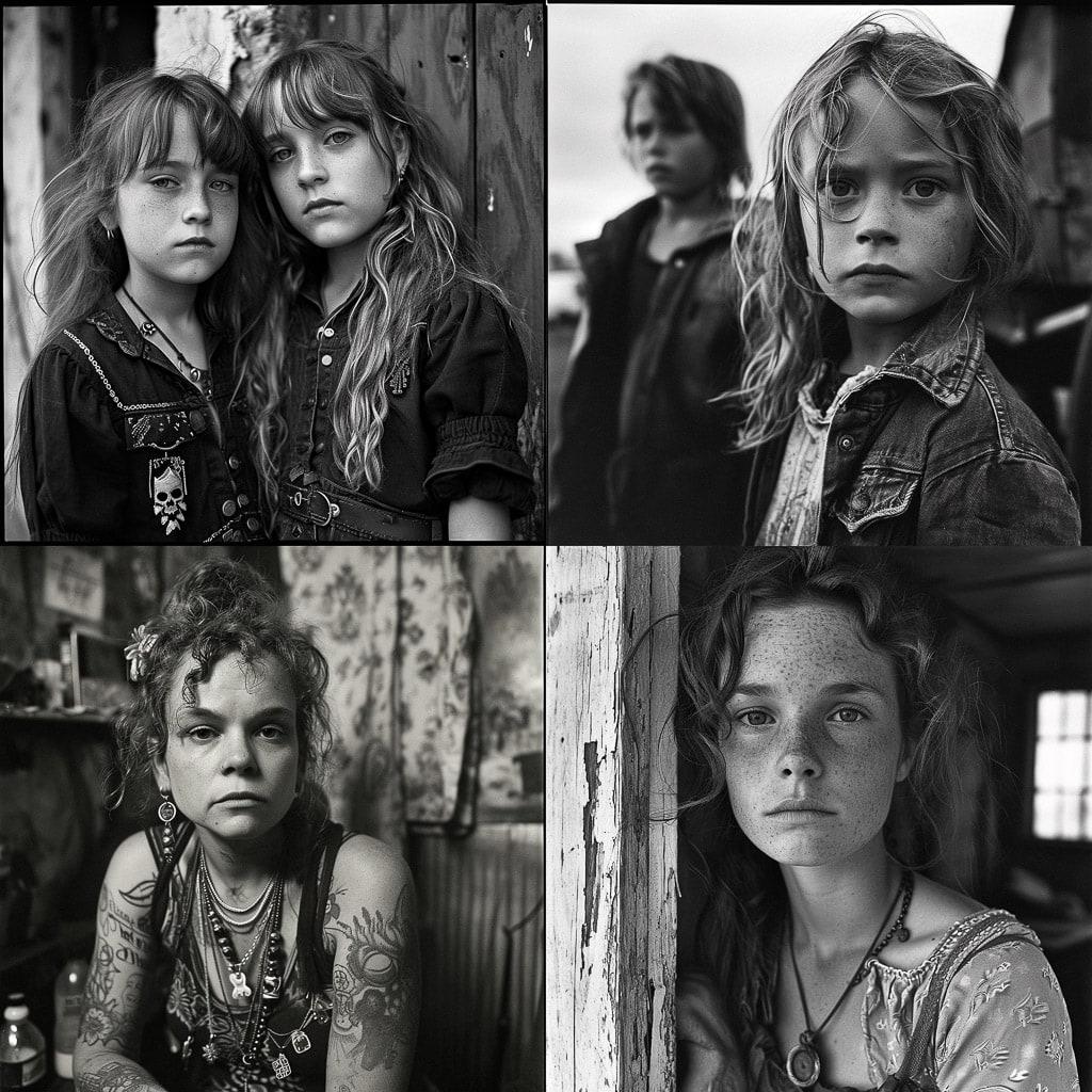 Mary Ellen Mark style, Midjourney V6, render 1 of 4