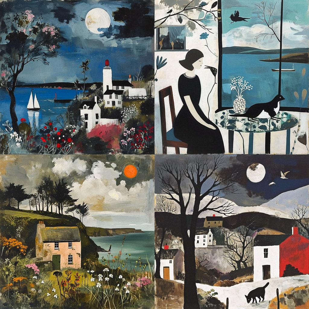Mary Fedden style, Midjourney V6, render 1 of 4