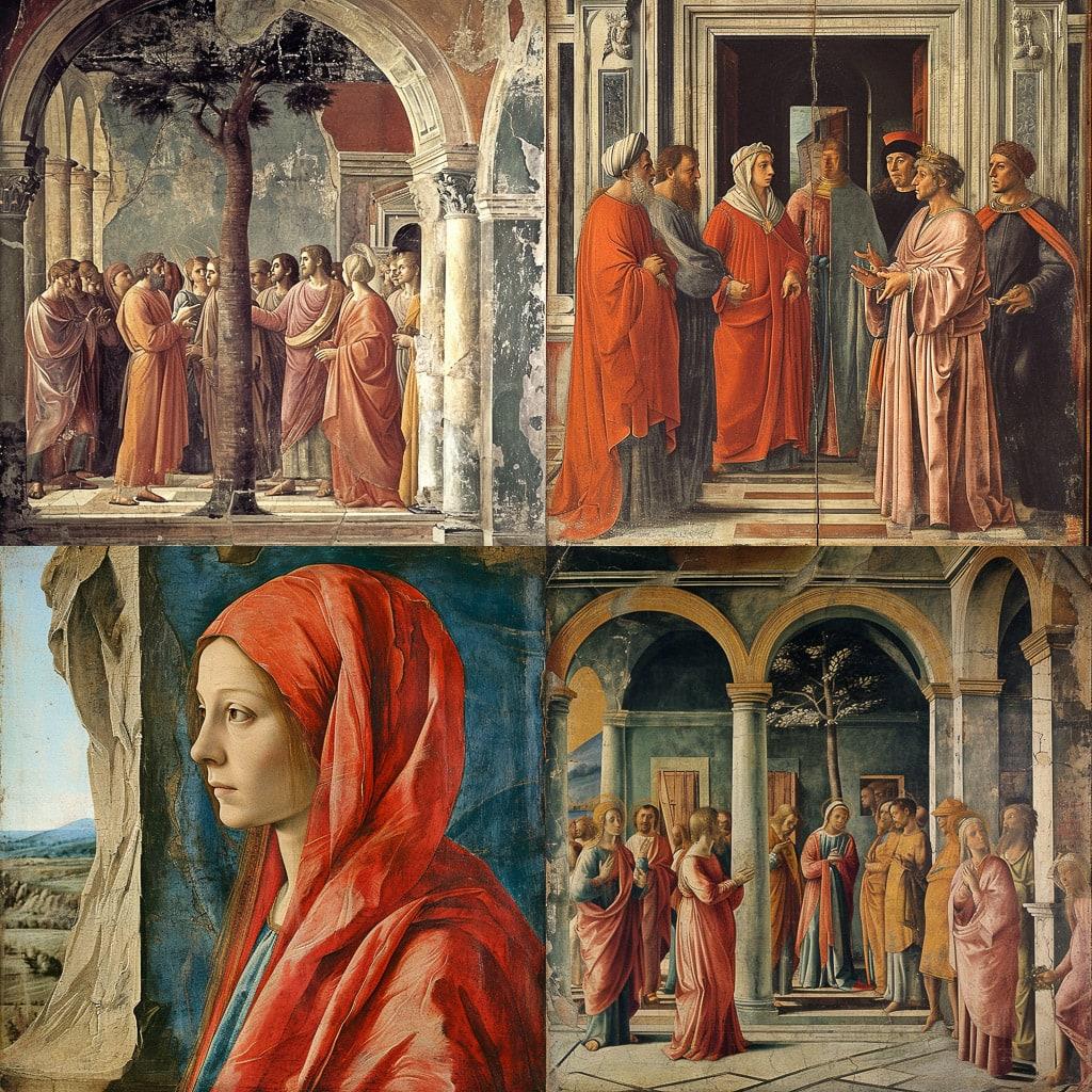 Masaccio style, Midjourney V6, render 1 of 4