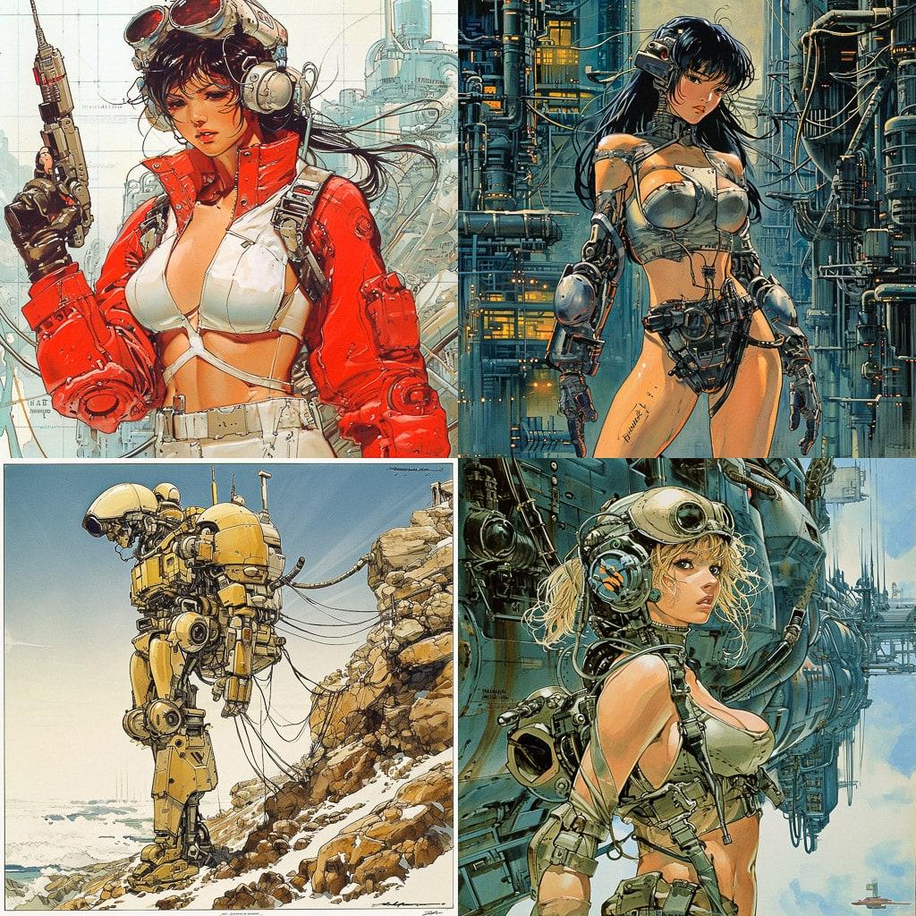 Masamune Shirow style, Midjourney V6, render 1 of 4