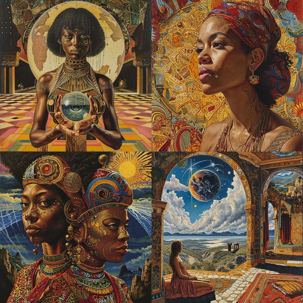 Mati Klarwein style, Midjourney V6, render 1 of 4