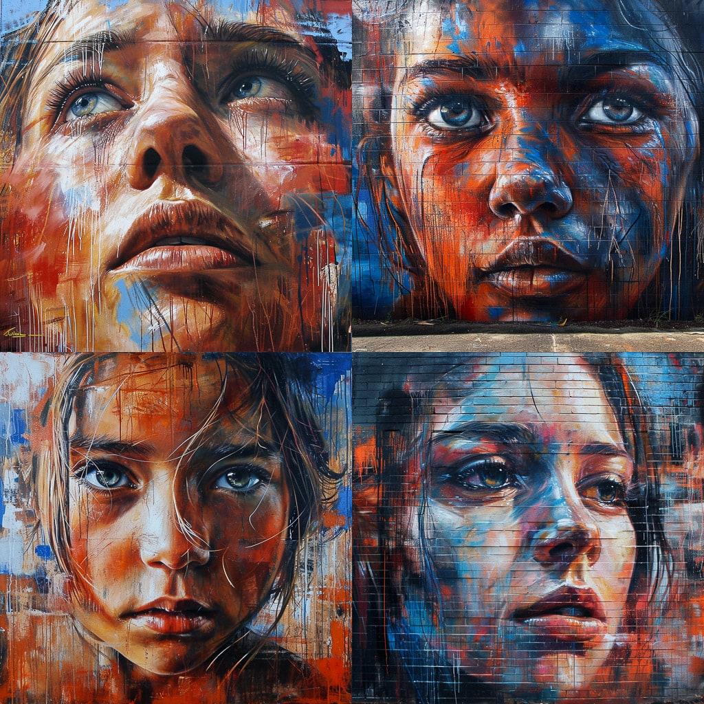 Matt Adnate style, Midjourney V6, render 1 of 4