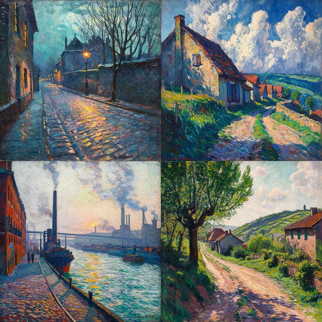 Maximilien Luce style, Midjourney V6, render 1 of 4