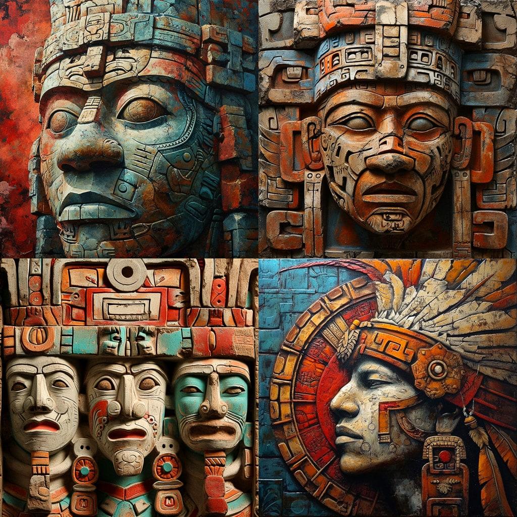 Mayan art style, Midjourney V6, render 1 of 4