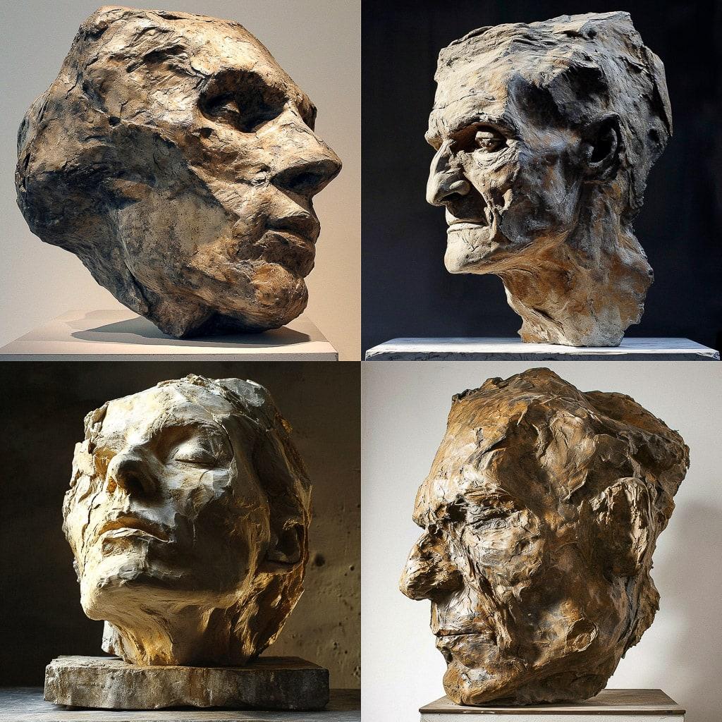 Medardo Rosso style, Midjourney V6, render 1 of 4