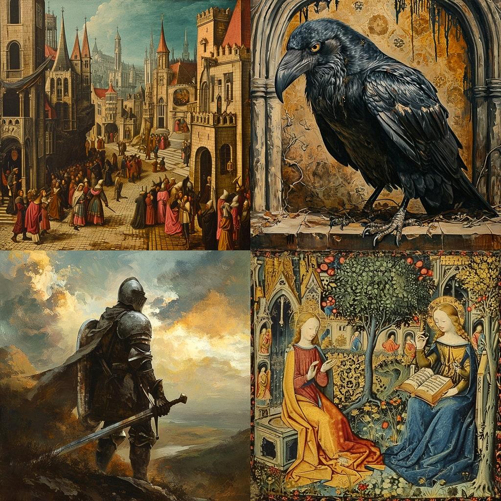 Medieval art style, Midjourney V6, render 1 of 4