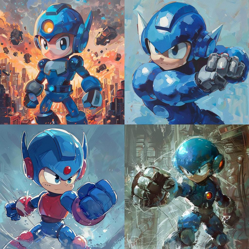Mega man style, Midjourney V6, render 1 of 4