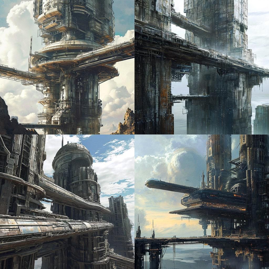 Megastructure style, Midjourney V6, render 1 of 4