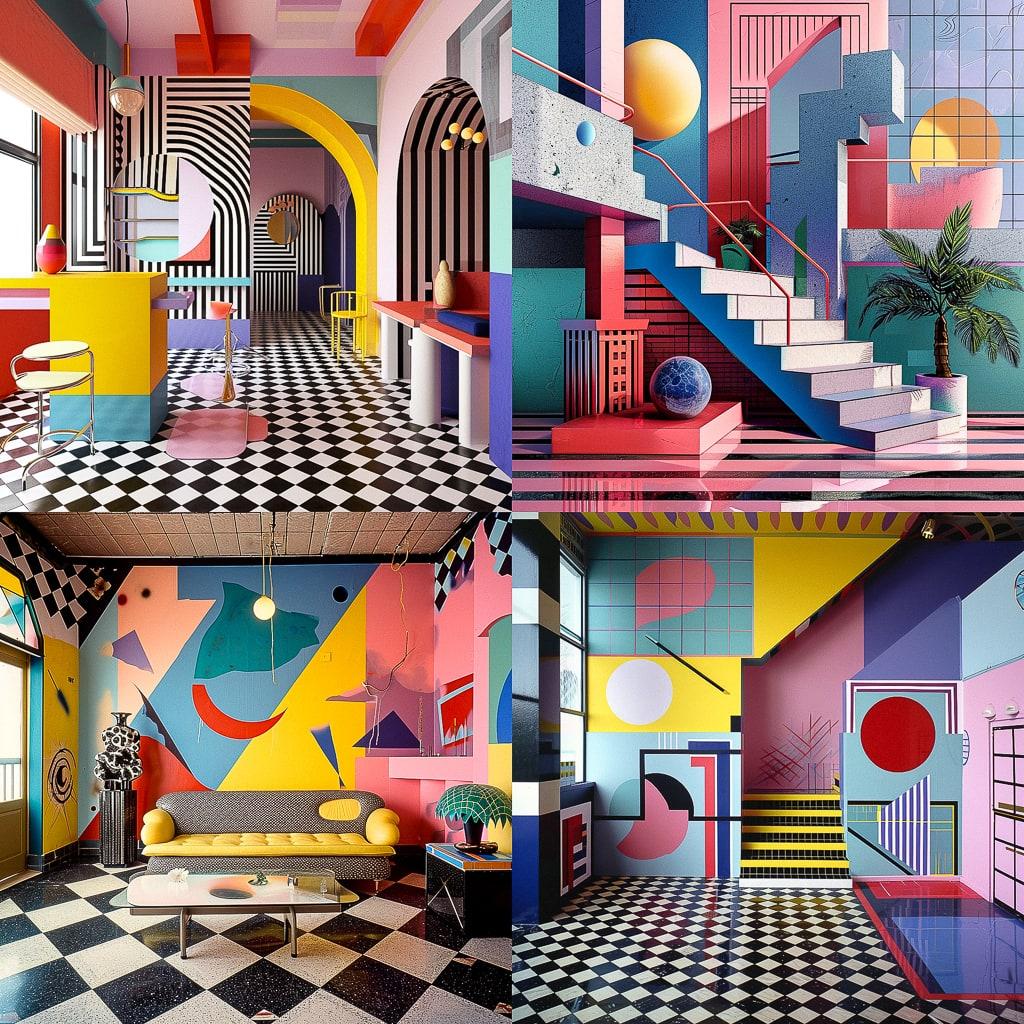 Memphis design style, Midjourney V6, render 1 of 4