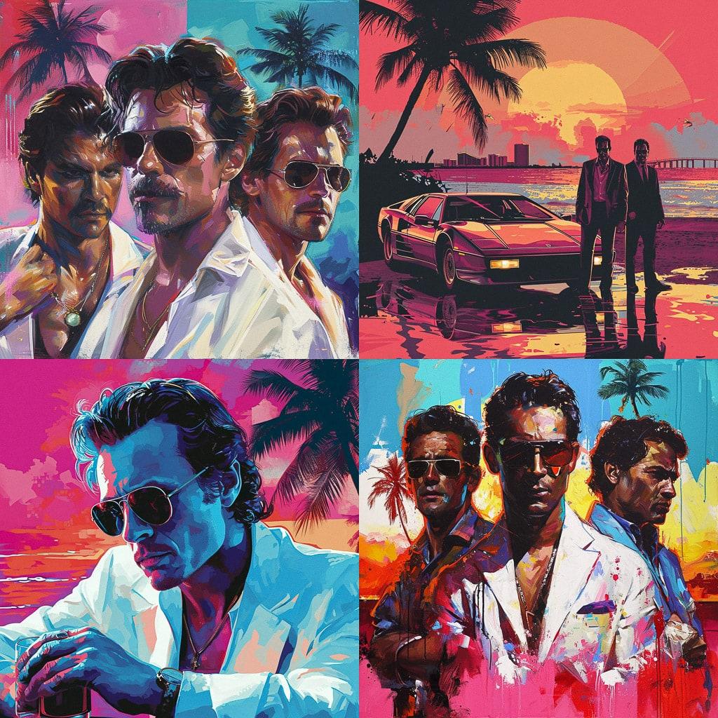 Miami Vice style, Midjourney V6, render 1 of 4