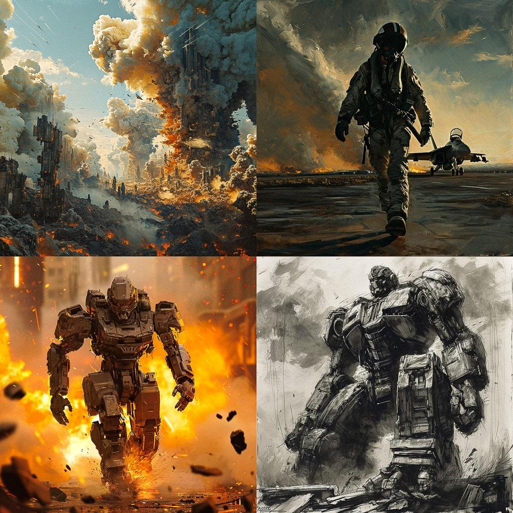 Michael Bay style, Midjourney V6, render 1 of 4