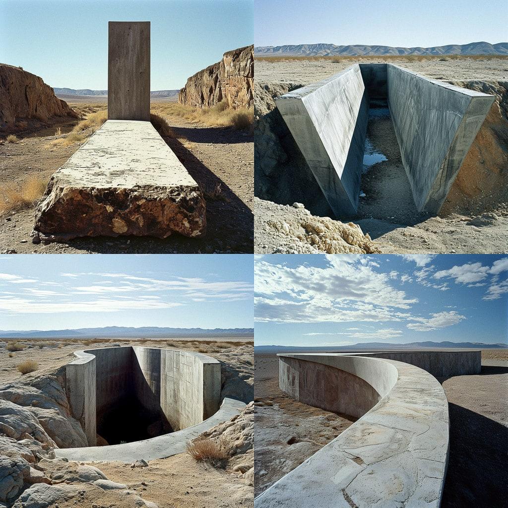Michael Heizer style, Midjourney V6, render 1 of 4