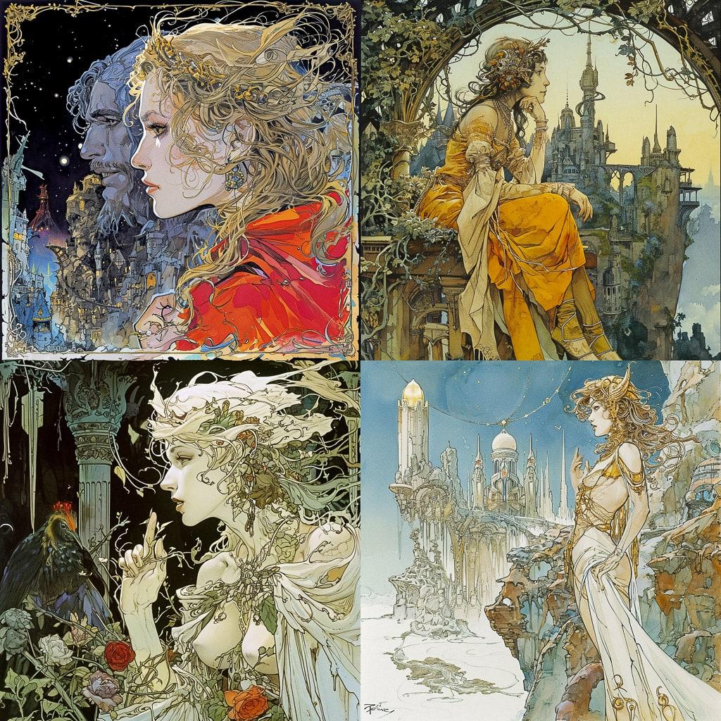 Michael Kaluta style, Midjourney V6, render 1 of 4