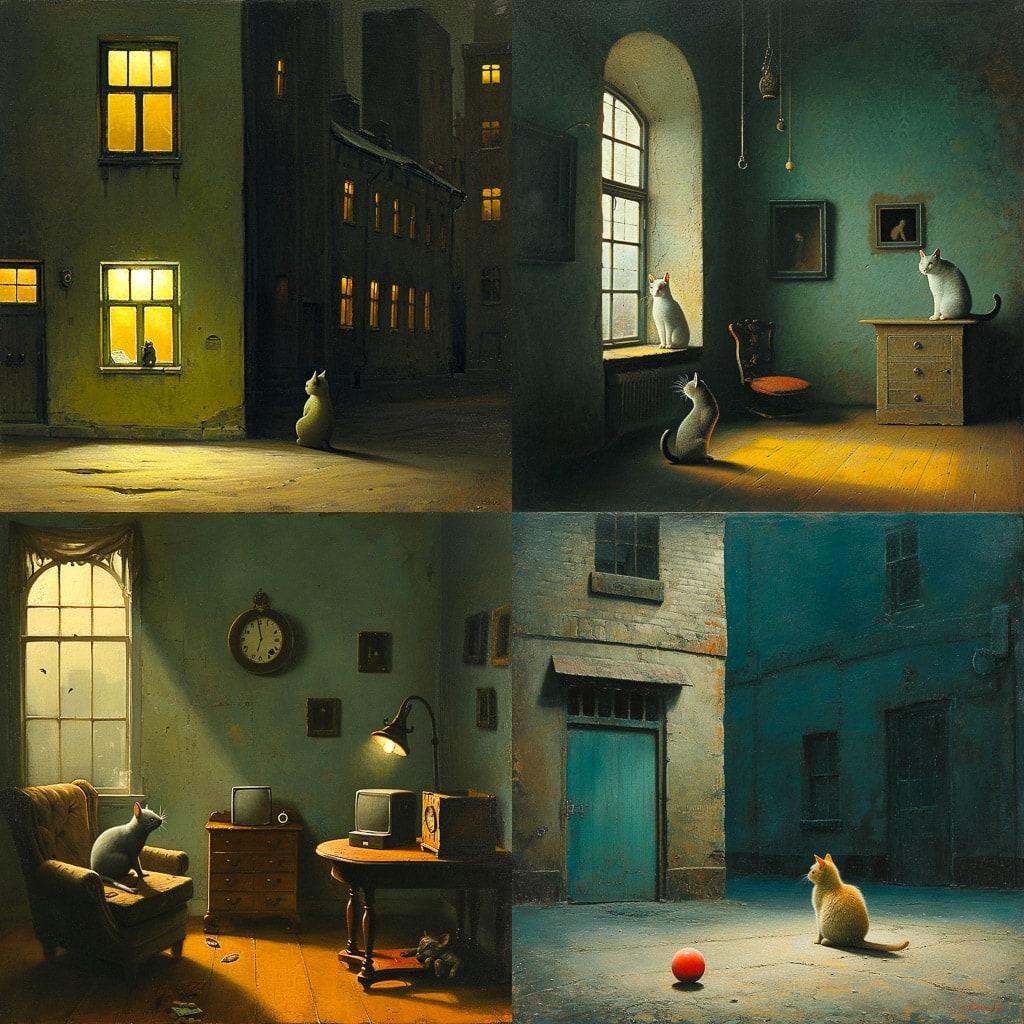 Michael Sowa style, Midjourney V6, render 1 of 4
