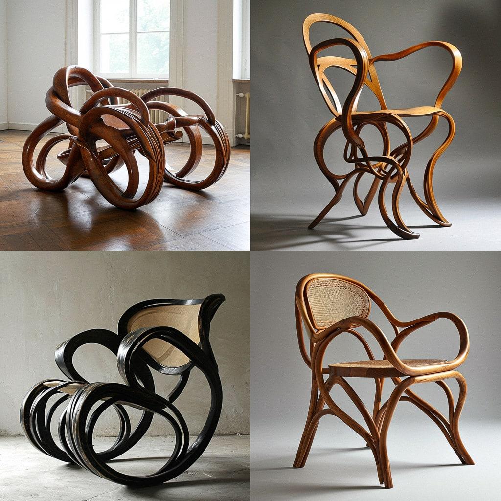 Michael Thonet style, Midjourney V6, render 1 of 4